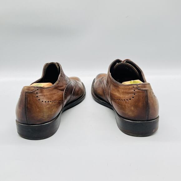Ermenegildo Zegna Shoes Mens 8.5 Brown Leather Wingtip Oxford Dress Brogue main image 8